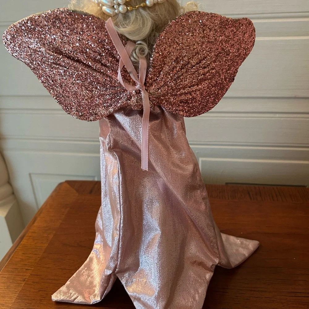 Hand Crafted Porcelain Face Angel Doll Table Decor or Tree Topper